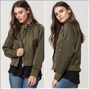 Free People Green Midnight Cropped Bomber Jacket